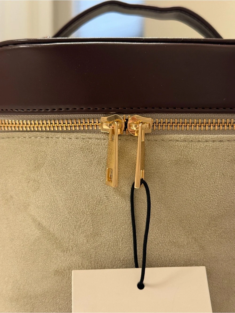 Rachel Zoe Sage Suede and Dark Brown Faux Leather Vanity Case  NWT